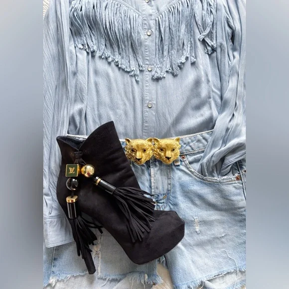 Louis Vuitton chic and sexy ankle boots with 14 cm heels and open toes. - Picture 10 of 17